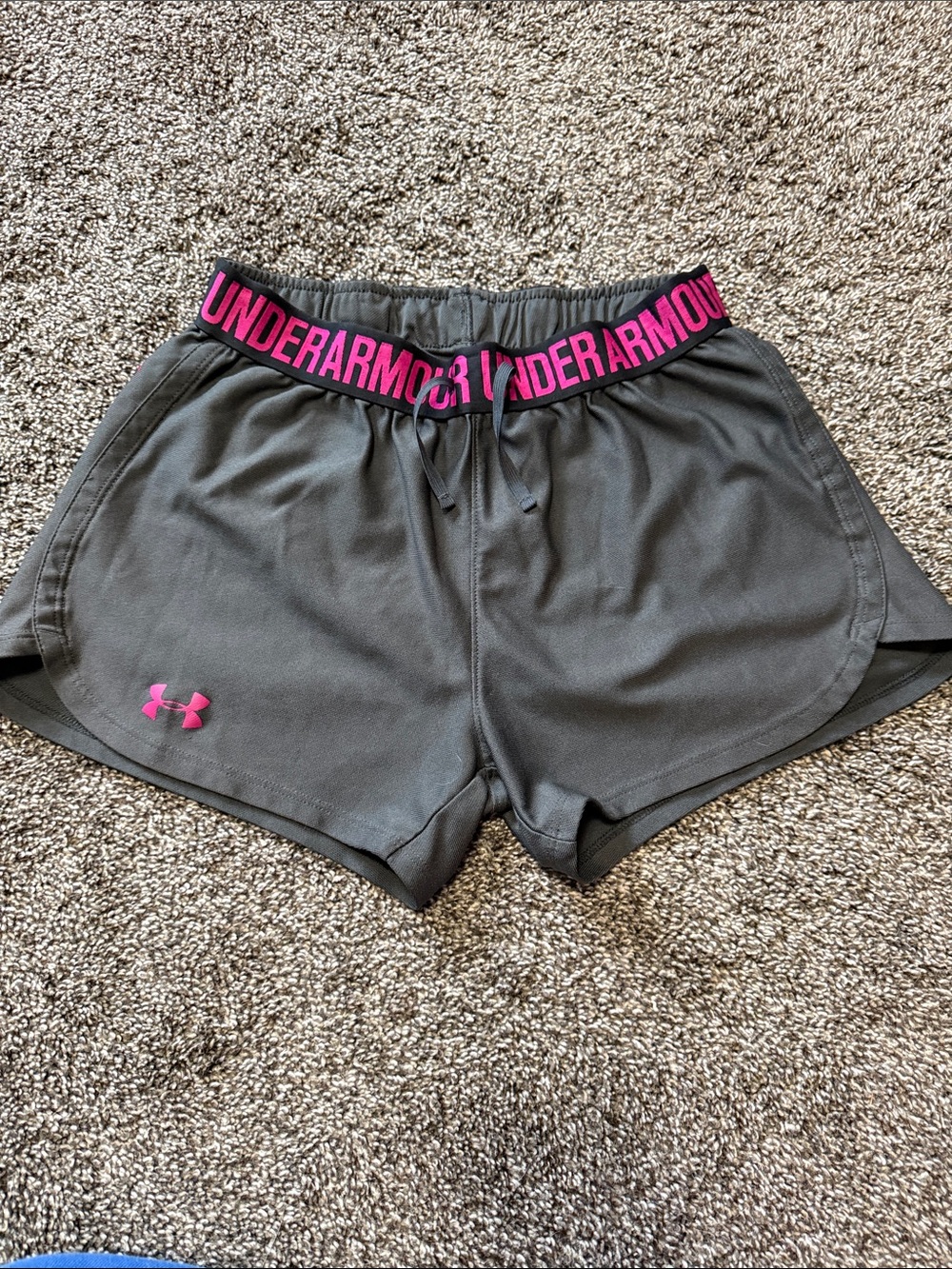 Under Armour Gray Athletic Shorts with Pink Branded Waistband